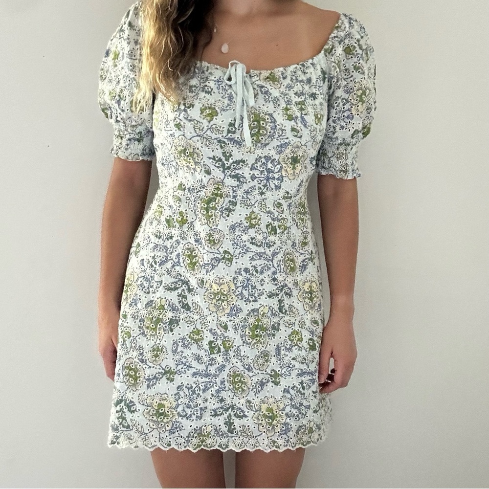7 For All of Mankind Floral Puff Sleeve Boho Dress - Size Small